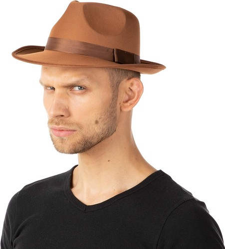 Brown trilby hat indiana jones - hat,