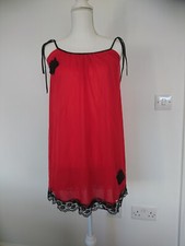 VTG 1960'S 2 LAYER RED ULTRA SHEER NYLON&LACE SHORT BABY DOLL NIGHTDRESS VGC