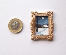 DOLLS HOUSE ORIGINAL HAND PAINTED 1:48 SIGNED WINTER COTTAGE LANDSCAPE PAINTING