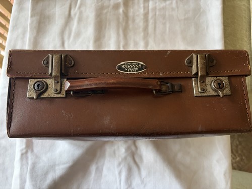 Vintage brown suitcase warrior - vintage,