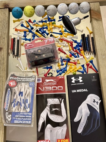 Mixed used golf - balls,, tees
