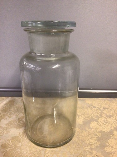 Vintage empty glass - glass, lidded