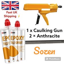 1x Dual Component CAULKING GUN, 2x ANTHRACITE MOULD RESISTANT EPOXY GROUT BLACK