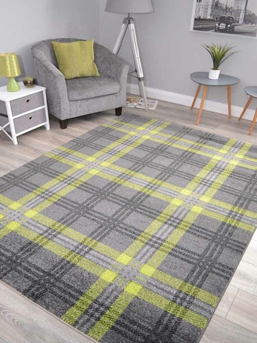 Tartan rugs green check - green, soft