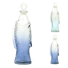 Blue Glass Fish Bottle with
