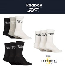 Reebok Socks Mens & Womens Core Ribbed Cushion Cotton Crew 3 Pair Sizes 2.5-12.5