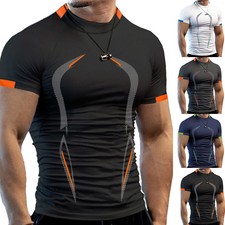 Men's Athletic Workout Gym T-shirts Compression Tight fit Wear Quick-dry Tops  ↷