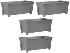 4 x 55cm Trough Plant Pot Long Plastic Planter Outdoor Garden Herb Flower Box