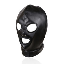 Faux Leather Bondage Fetish Cosplay Hood Mask Eyes Mouth Exposed Black Gimp Mask