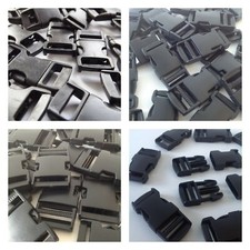 Black Delrin Plastic Side Release Fasteners Squeeze Buckle Clip 10mm - 50mm