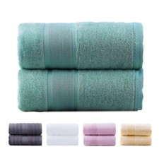 2 Pack Oversize Bamboo Cotton Bath Towels Premium Ultra Soft Absorbent Towel Set