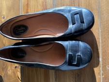 Clarks Leather Ballet Bendable Flats Black Slip-On Dress Shoes Women's Size 7.5M