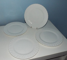 SET OF 4 Wedgwood Candlelight White Fluted Bone China 22cm Salad Plates