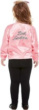 Smiffys Grease Pink Ladies Jacket for Kids, Pink Jacket with Embroidered Logo