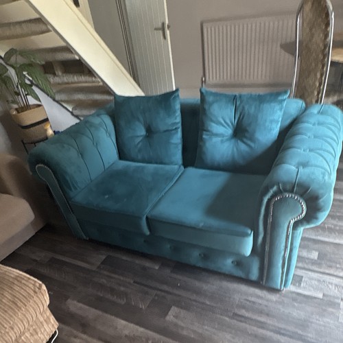 Scs green velvet seater - green, sofa