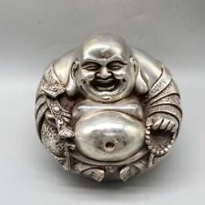 Chinese Old Tibet Silver Buddha Sitting Laughing Buddha Statue