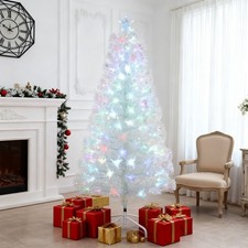 3/4/5 Ft Christmas Trees Fibre Optic Pre-lit Xmas Tree with Stand Top Star Decor