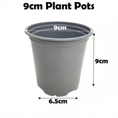 9cm plant pots grey - 9cm, plastic