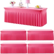 6ft Spandex Table Cloth for Standard Folding Tables-4Pack Hot Pink Table Clot...