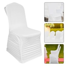 Wedding Chair Covers Ruffled White Spandex Stretch Party Events Banquet 1-100pcs