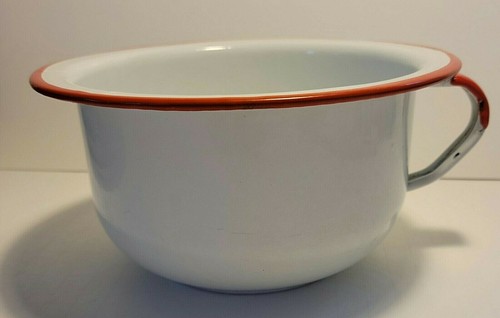 Enamel chamber pot white with - enamel,