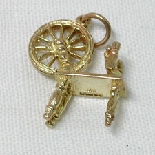 9ct Gold Spinning Wheel Charm 1970's Vintage 23267