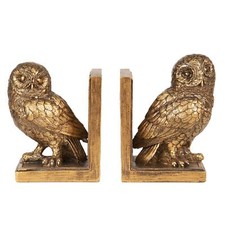 Pair Heavy Gold Ornate Owl