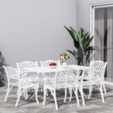 Vintage Bistro Set Cast Aluminium Furniture Outdoor Garden Patio 6 Chairs Table