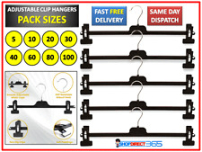 Black Plastic Adjustable Clip Hangers Clothes Coat Skirt Trouser Hanger Rack 343