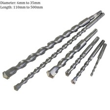 3mm-35mm SDS Plus Masonry Drill Bits Solid Carbid Tip 90-500mm Concrete Brick