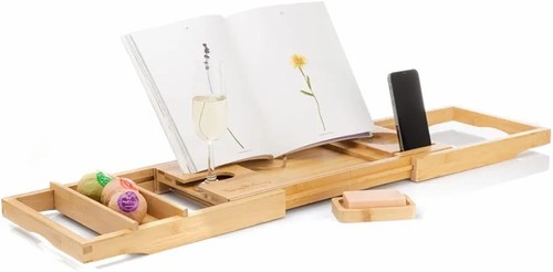 Wooden bamboo bath caddy - wooden,
