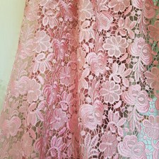 Pink lace floral vintage material dress making sewing fabric