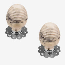 Marble Resin Beehive Mortice Door Knob Set Fluted Polished Chrome Backplate