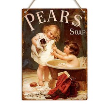 PEARS SOAP Vintage Retro Metal Tin Wall Sign Plaque Advert Bathroom Shabby Chic