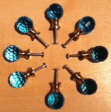 Solid Blue Crystal Glass Faceted Brass Door Knob Handle Cabinet Drawer (HS093)