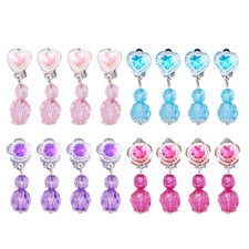 8 Pairs Acrylic Clip On Earrings Children Ear Clips Little Girls Earrings