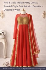 Red & Gold Anarkali Suit Set