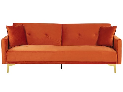 Sofa bed lucan orange velvet - sofa,