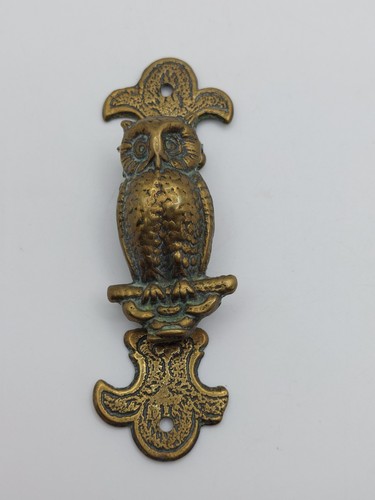 Brass owl door - knocker, solid
