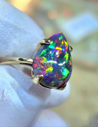 Natural black fire - fire, opal