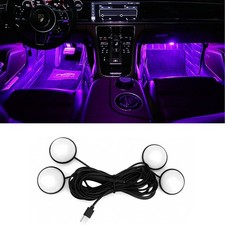 Car LED Footwell Light USB Neon Interior Ambient Night Lighting RGB Accessories