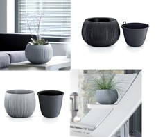 Beton Bowl Plastic Flower Plant Garden Indoor Outdoor Planter Pots Lined