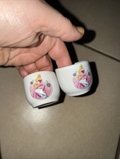 Disney Sleeping Beauty Small Egg Cups Ceramic Used Rare Collectable Vintage 