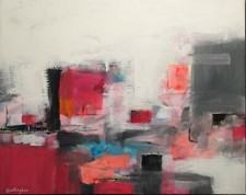 Abstract Original Painting Colorful Modern Original City Gallagher Collectible.