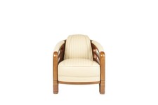 Club Chair " Marisol " Beige Armchair Mens Room Leather Maritime Art Deco New