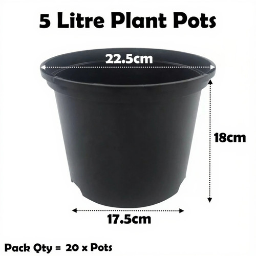 Litre black plant pots - 5,