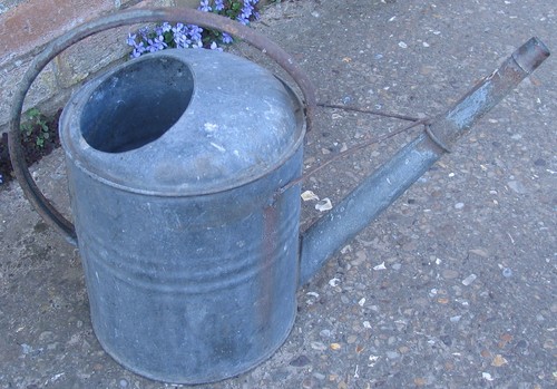 Vintage galvanised watering - galvanised,