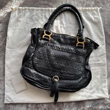 CHLOE Marcie Leather Handbag Black Rare Type Used Authentic W/Storage Bag