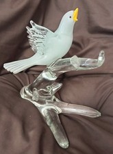 Large 9 inch Heavy Formia Murano Glass Bird Dove On Branch 