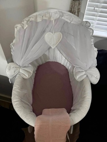 White wicker moses - basket, with